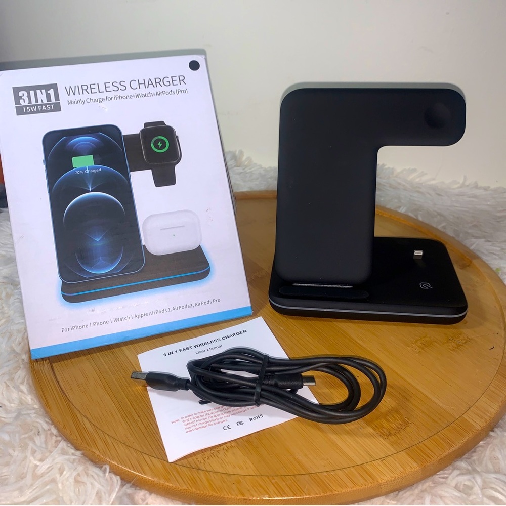 3 in 1 Wireless Charger Apple iPhone iWatch Apple AirPods Black
